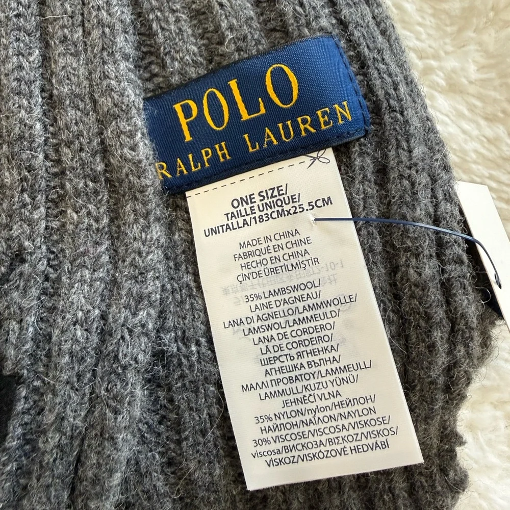 Polo Ralph Lauren LambsWool Blend Ribbed Knit Scarf